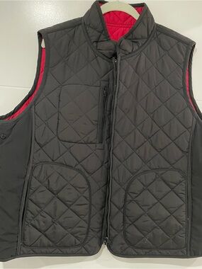 Lauren Ralph Lauren Black Quilted Vest with Red Lining